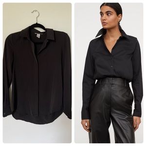 H&M Black Button Down Top